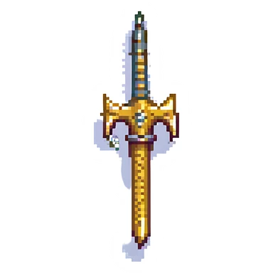 golden trident pixel art style sticker