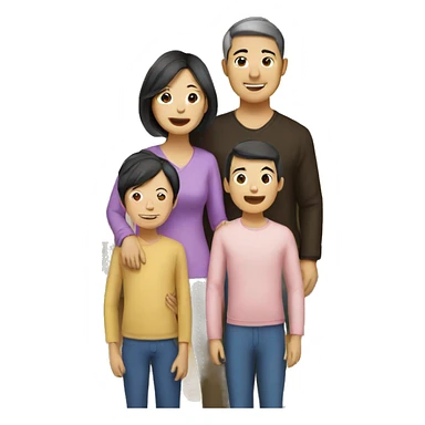 asian family at home sticker