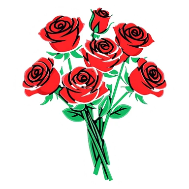 romantic bouquet of red roses sticker