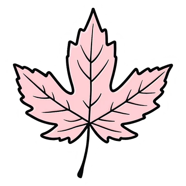 delicate pastel pink maple leaf with veins sticker