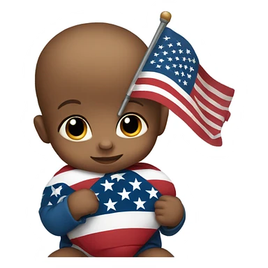Baby with American flag sticker