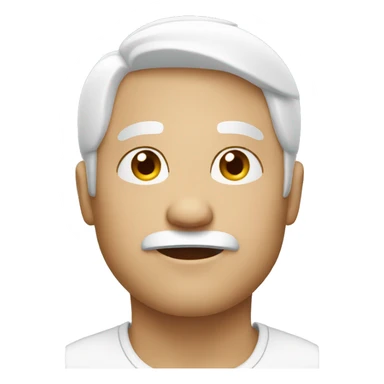 round face with white hair 50 age sticker