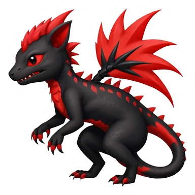Shiny cool badass Fiery gothic evil black and red salandit-Liten-torracat with a red Mohawk  sticker