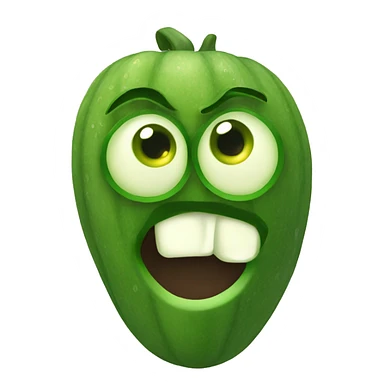 Mad emoji with cucumber eyes sticker