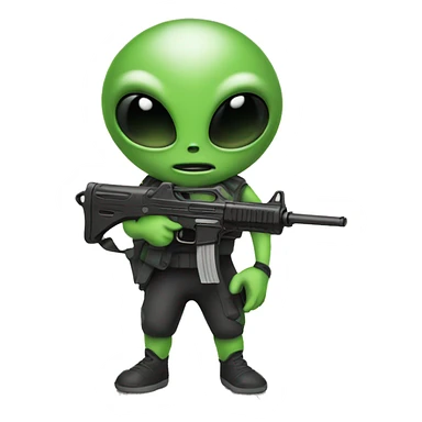 Alien with gun sticker