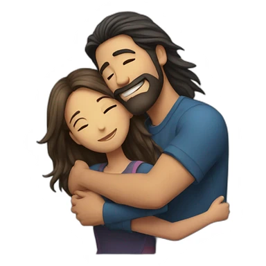 Man long hair hugging a girl sticker