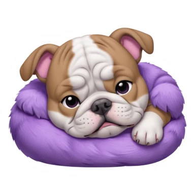 purple moon with a sleeping grey bull dog puppy with a purple collar sticker