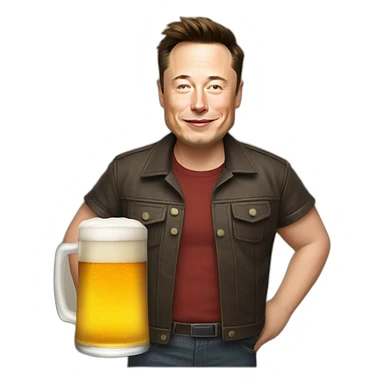 Elon musk with beer sticker