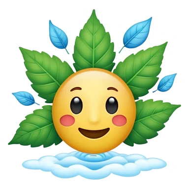 air purification emoji with a leaf and blue sky sticker