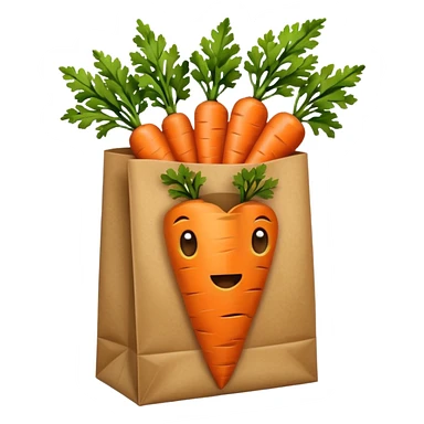 buy paper bag with carrot. Transparent background sticker