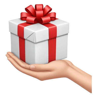 one hand offering a present, simple, clear, no text sticker