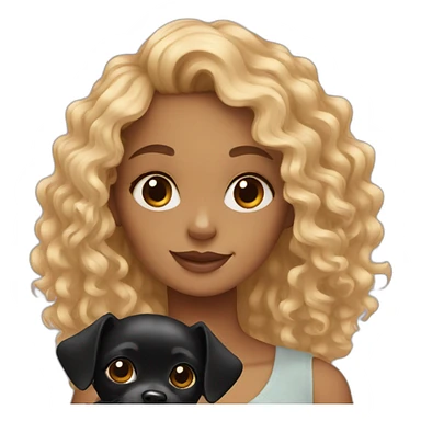 curly girl with black chihuahua sticker