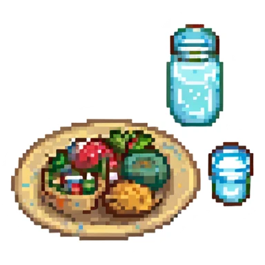 A healthy meal with a glass of water sticker