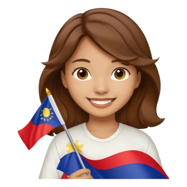 white wavy brown hair girl pinoy flag sticker
