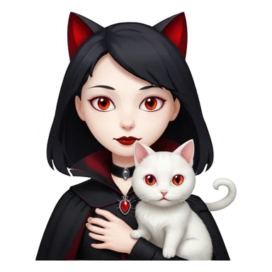 vampire with white cat on shoulder sticker