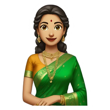 Married girl in green saree sticker