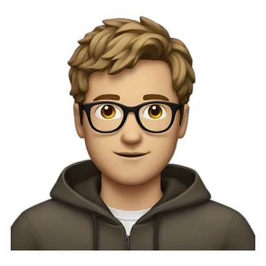 Young white men brown hair with circle glasses sticker