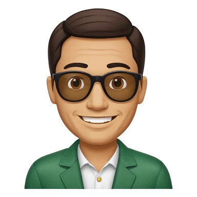 Mexican with a 60 40 combover with the left side a little bit on the face grinning with sunglasses sticker