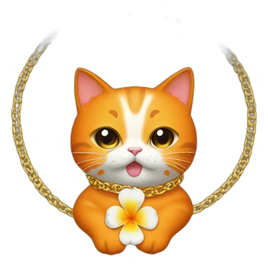 Un chat orange avec une fleur sur la tête et un collier sur le cou qui fait gring gring sticker