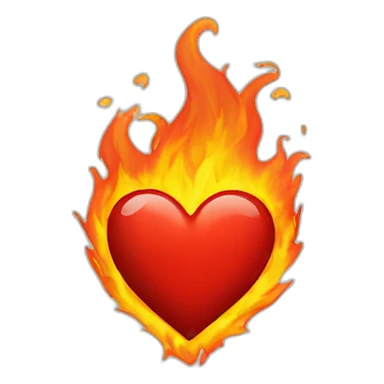 heart in fire sticker