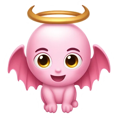 Light pink cute devil with halo and angel wings sticker
