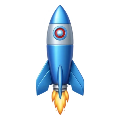 blue rocket emoji inspired by Slack style sticker