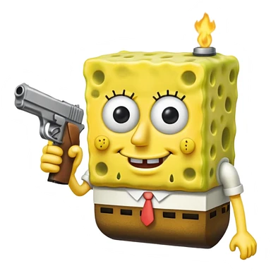 spongebob with a hand gun sticker