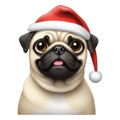 pug wearing a santa hat sticker