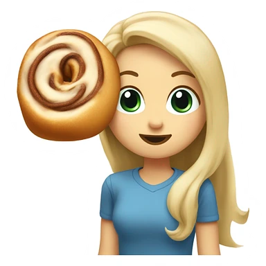 Long straight Blonde hair girl licking cinnamon roll  sticker