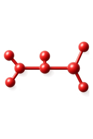 molecola chimica lunga rossa 3d sticker