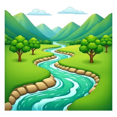 green valley with a river simple emoji sticker