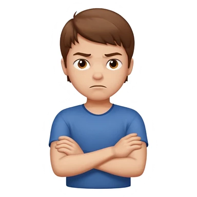 displeased boy with arms crossed sticker