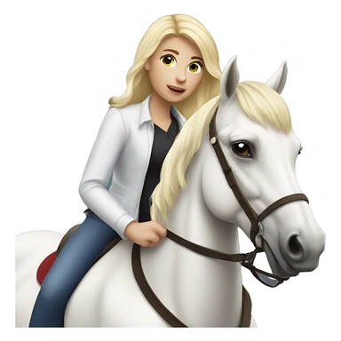 Girl with blonde hair riding a white horse sticker