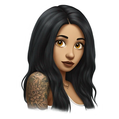 Hyperrealistic beautiful Latin girl with tattoos, with long black hair  sticker