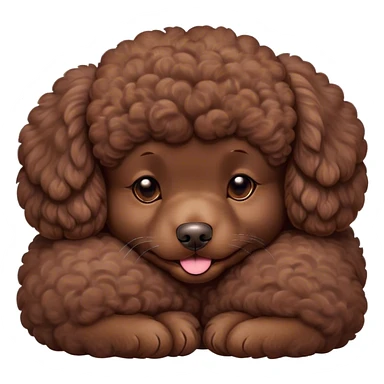Meme-Worthy Cute Sleeping Chocolate Poodle Portrait Emoji, Head resting peacefully with a contented smile, showcasing a delightfully elegant build and a luxuriously soft, curly chocolate Fur, eyes shut in a serene nap, Simplified yet hilariously adorable features, highly detailed, glowing with a soft, drowsy light, high shine, relaxed and utterly lovable, stylized with an air of playful laziness, bright and heartwarming, soft glowing outline, capturing the essence of a comically sleepy companion, so meme-worthy it feels like it could instantly become the next viral sensation of adorable slumber! sticker