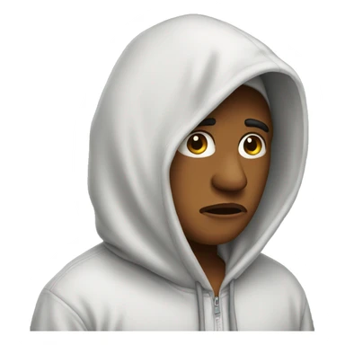 person with hoodie on looking sad sticker