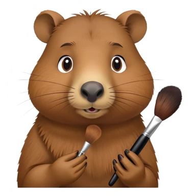 Capybara applying makeup sticker