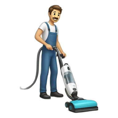 Man using vacuum cleaner sticker