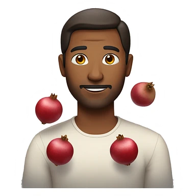 Straight haired man holding 2 pomegranates  sticker