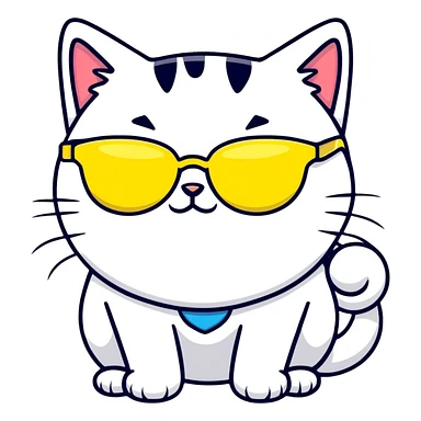 Cat with yellow sunglasses sticker