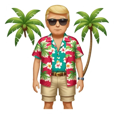 full body Trump standing in beach outfit sticker