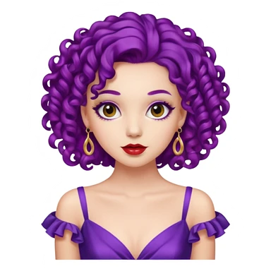 Fashion Model with Purple Curls, wearing red dress sticker