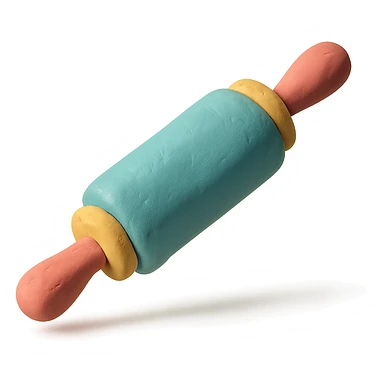claymation style rolling pin with pastel colors sticker