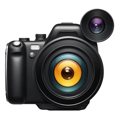 A simple camera lens, apple emoji style, 3/4 view, no face sticker