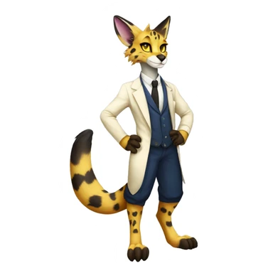 Anthro Epic Beautiful Handsome Pretty Colorful Sergal-Serval-Vernid full body sticker