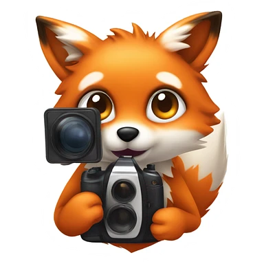 photorealistic detailled kawaii fox taking photo sticker