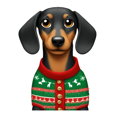 Dashund wearing Christmas sweater sticker