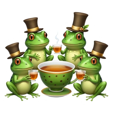 Frog tea party sticker