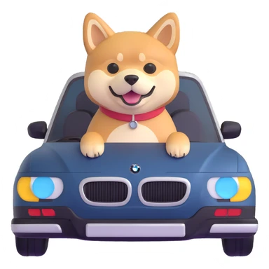 shiba inu sitting inside a BMW car sticker