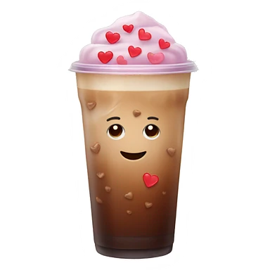 Ice coffee with hearts sticker